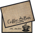 2 Pieces Coffee Bar Mat,Coffee Bar Accessories 20 X 14 Inch Coffee Bar Decoration Coffee Placemats for Coffee Machine, Coffee Bar, Countertops,Coffee Station Accessories(First Coffee)