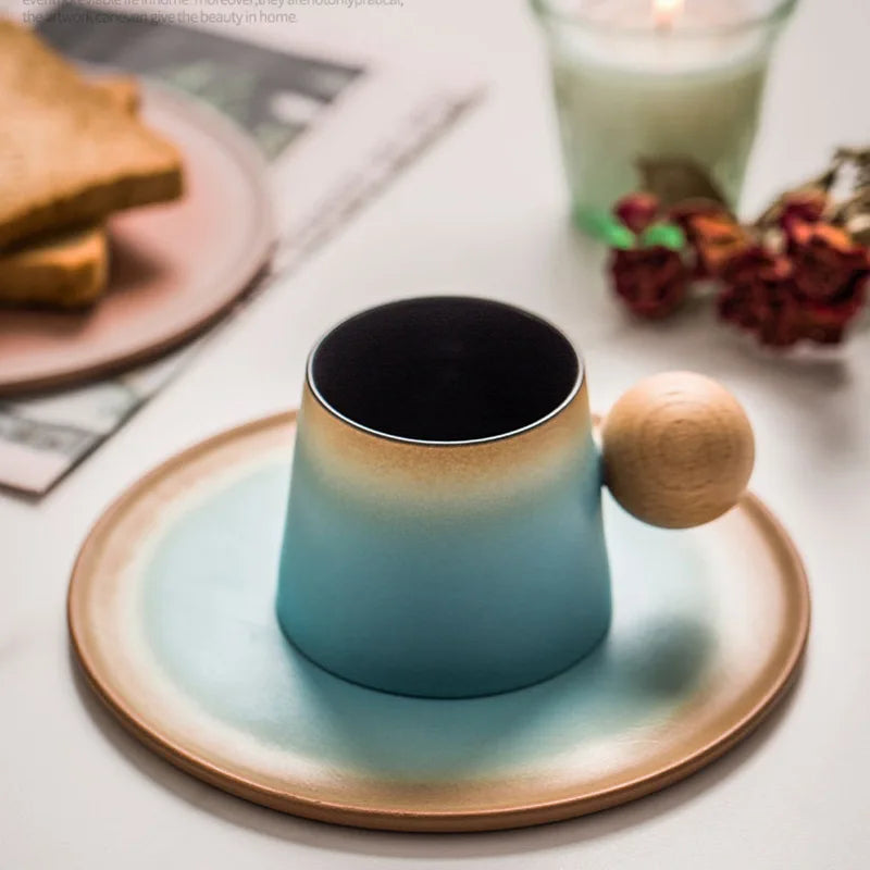 Light Luxury Ceramic Coffee Cup and Saucer Set High-Looking Creative Mug Office Water Cup