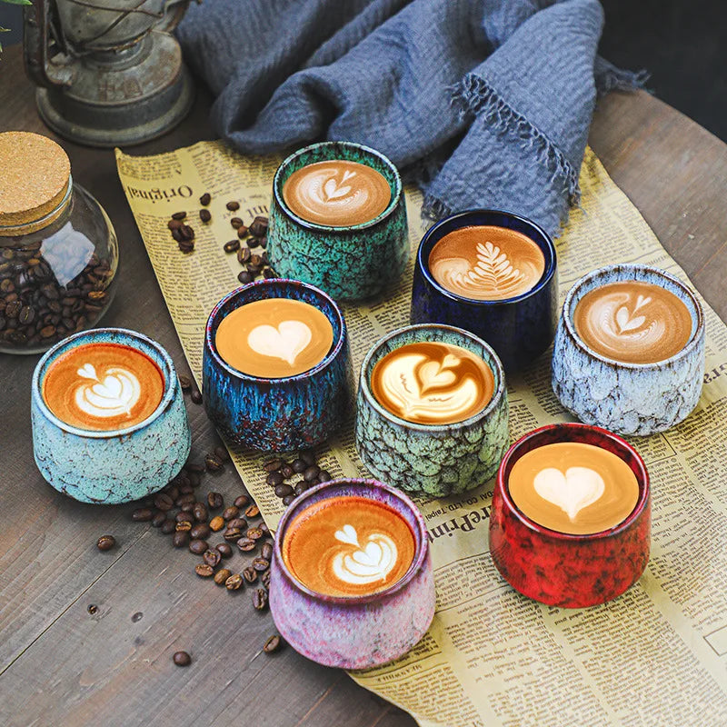 Colorful Reactive Glaze Ceramic Coffee Mug Ceramic Espresso Tea Cup Home Office Lacquered Water Cups