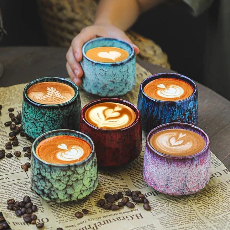 Colorful Reactive Glaze Ceramic Coffee Mug Ceramic Espresso Tea Cup Home Office Lacquered Water Cups