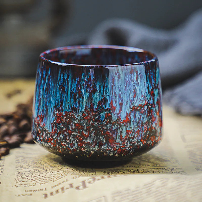 Colorful Reactive Glaze Ceramic Coffee Mug Ceramic Espresso Tea Cup Home Office Lacquered Water Cups