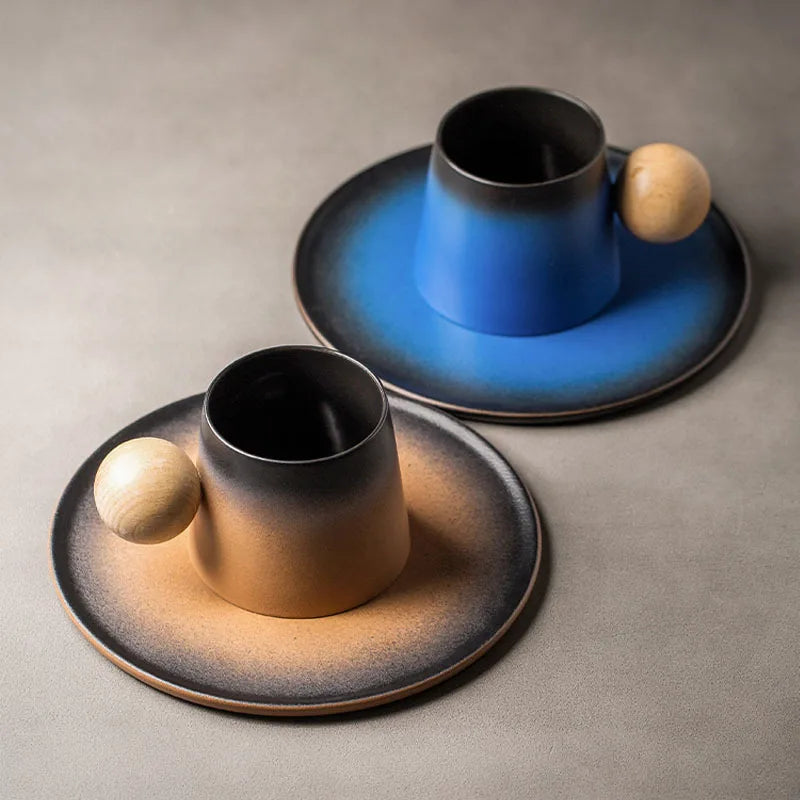 Light Luxury Ceramic Coffee Cup and Saucer Set High-Looking Creative Mug Office Water Cup