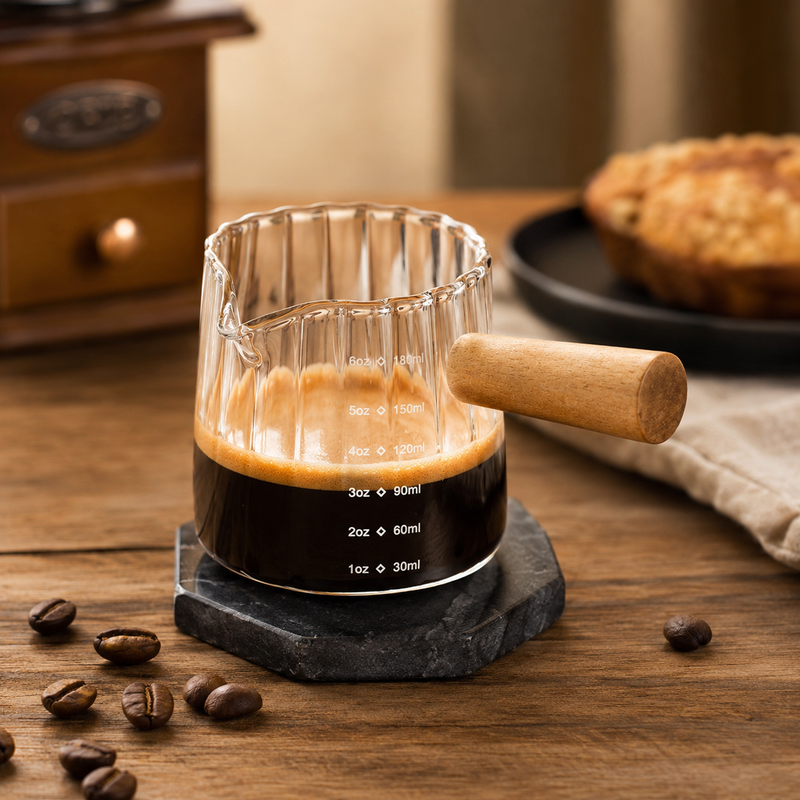 Espresso Measuring Cup with Wooden Handle