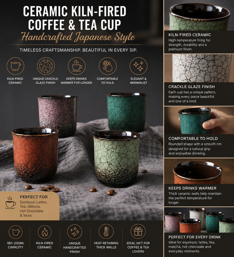 Japanese Kiln-Fired Ceramic Coffee & Tea Cup