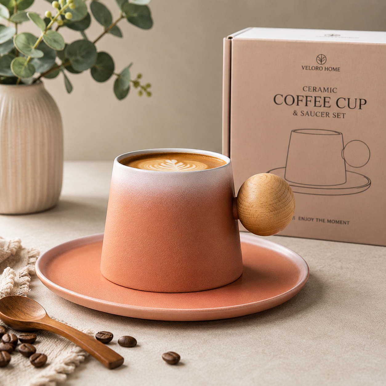 Light Luxury Ceramic Coffee Cup & Saucer Set