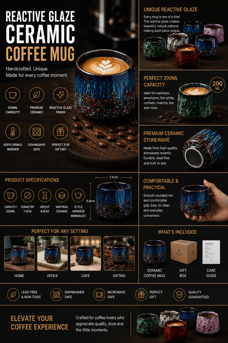 Reactive Glaze Ceramic Coffee Mug – Handmade Japanese Style Tea Cup