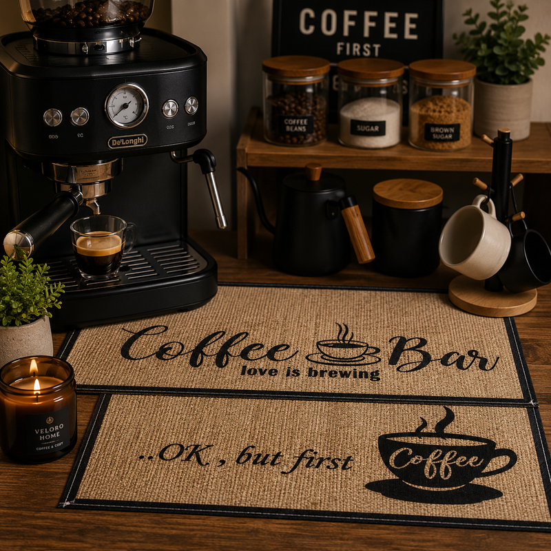 2 Piece Coffee Bar Mat Set