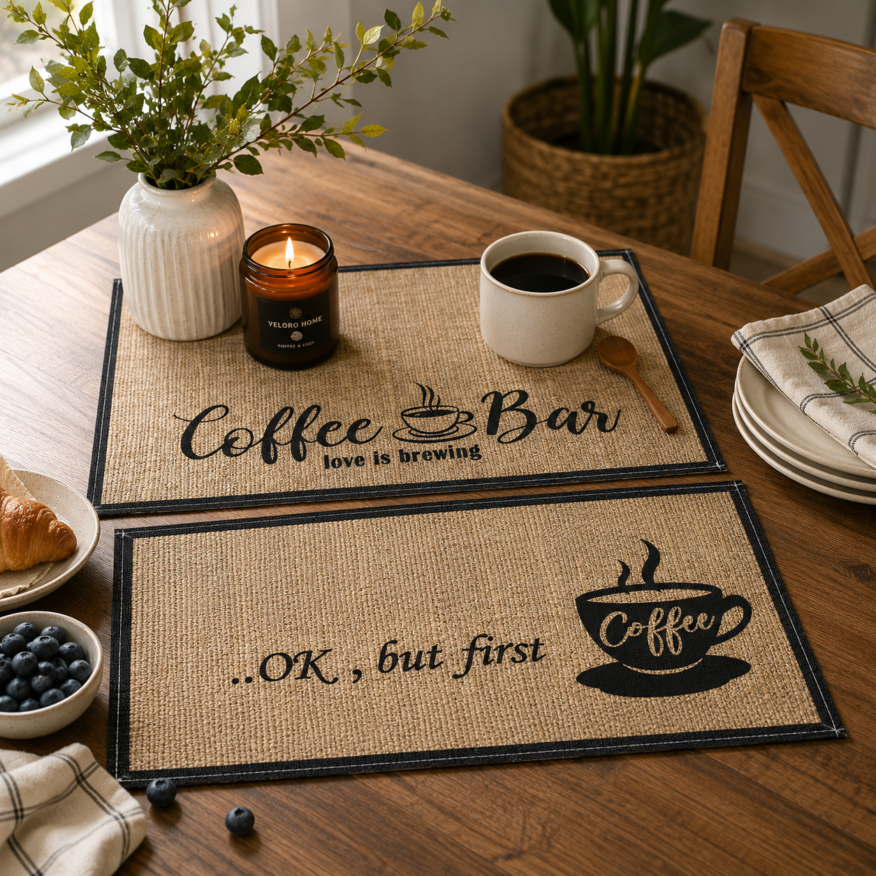 2 Piece Coffee Bar Mat Set