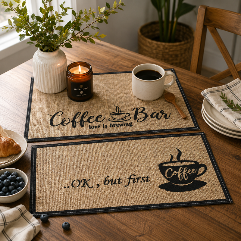 2 Piece Coffee Bar Mat Set