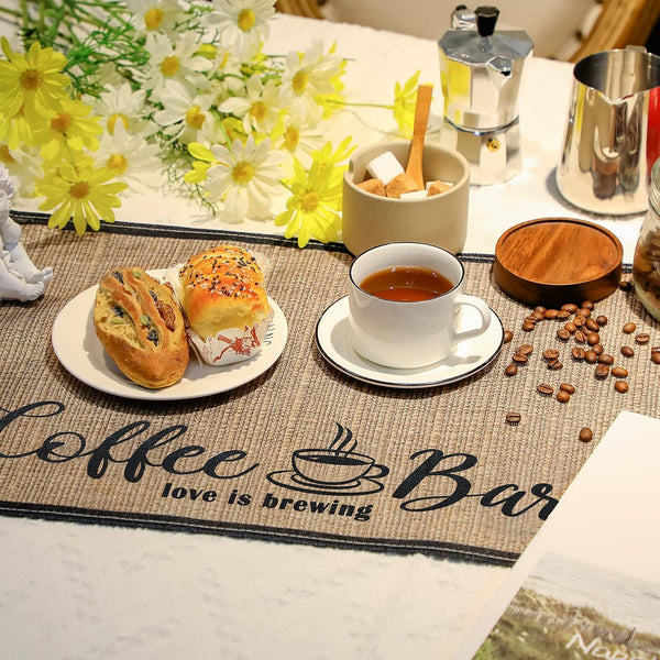 2 Pieces Coffee Bar Mat,Coffee Bar Accessories 20 X 14 Inch Coffee Bar Decoration Coffee Placemats for Coffee Machine, Coffee Bar, Countertops,Coffee Station Accessories(First Coffee)