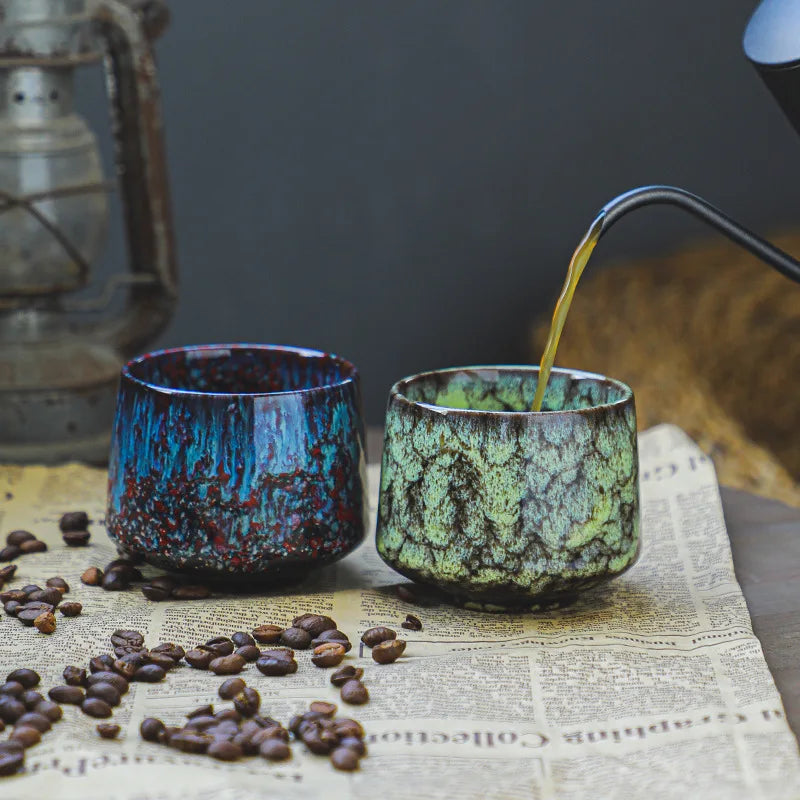 Colorful Reactive Glaze Ceramic Coffee Mug Ceramic Espresso Tea Cup Home Office Lacquered Water Cups