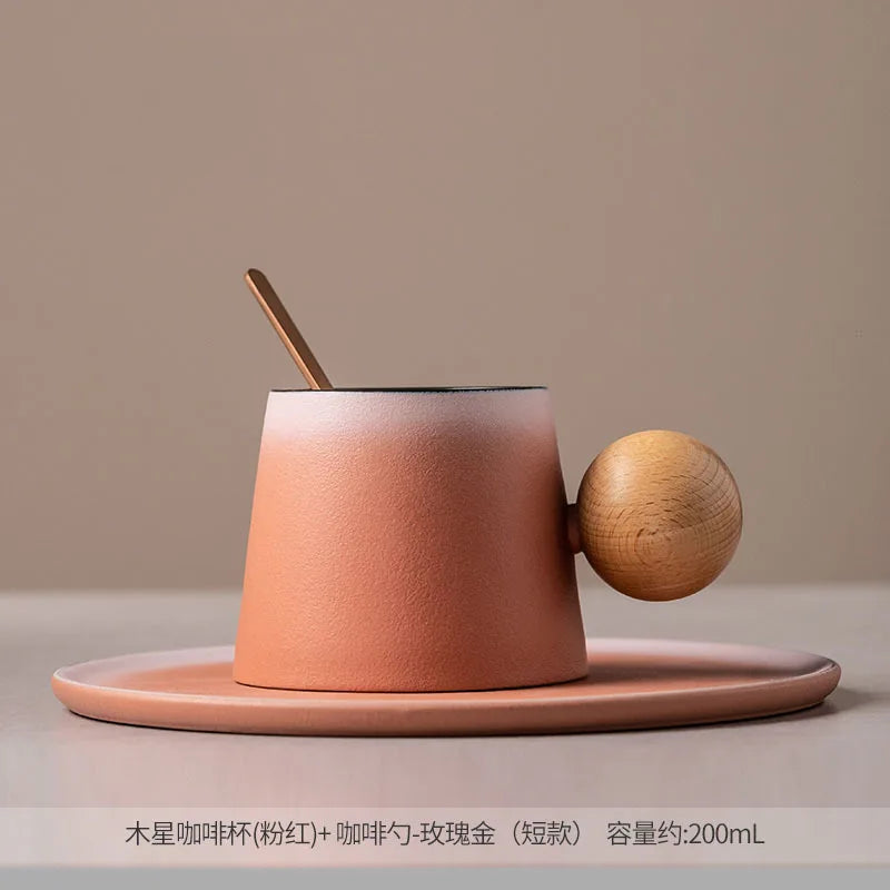Light Luxury Ceramic Coffee Cup and Saucer Set High-Looking Creative Mug Office Water Cup