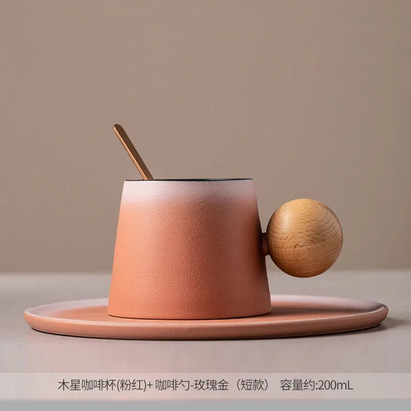 Light Luxury Ceramic Coffee Cup and Saucer Set High-Looking Creative Mug Office Water Cup